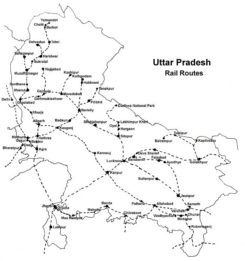 Up Rail Line Map Map) Railway Routes Map Of Uttar Pradesh | Bundelkhand Research Portal