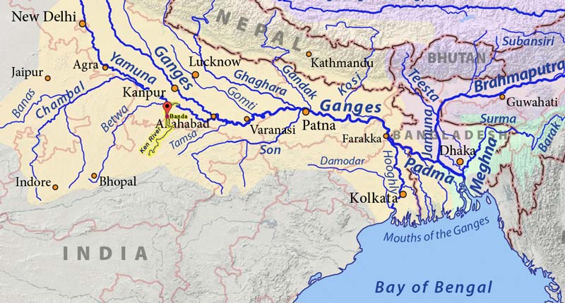 Origin Yamuna River Map - Map for Yamuna Basin including Upper Yamuna ...